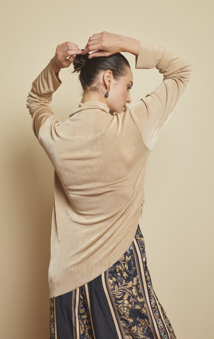 Myrra Nude Asymmetric Blouse - 2