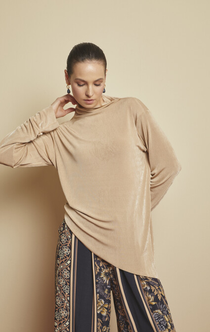 Myrra Nude Asymmetric Blouse - 4