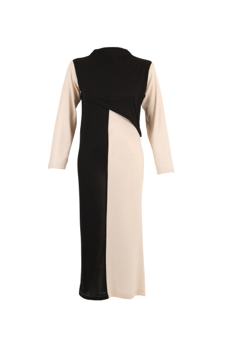 Nidos Black Beige Contrast Dress - 1