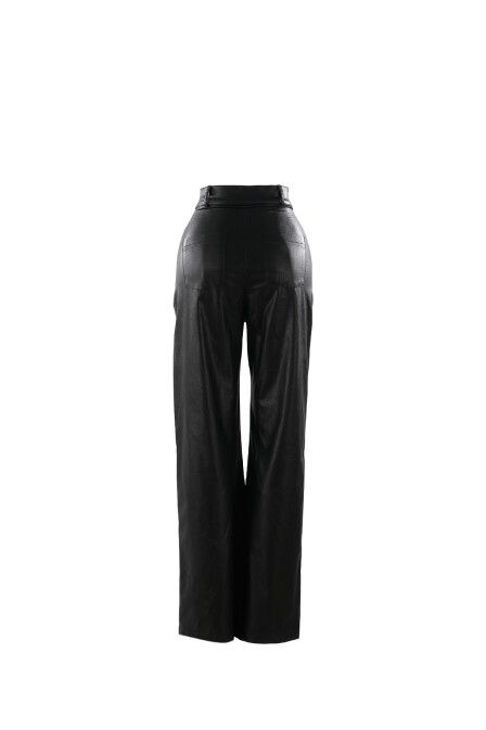 Noir Black Leather Trousers - 5