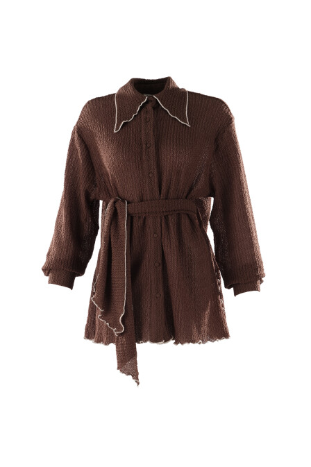 Ofelia Belted Brown Shirt - 4