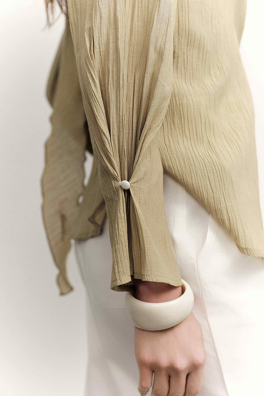 Olive Shawl Collar Blouse - 3