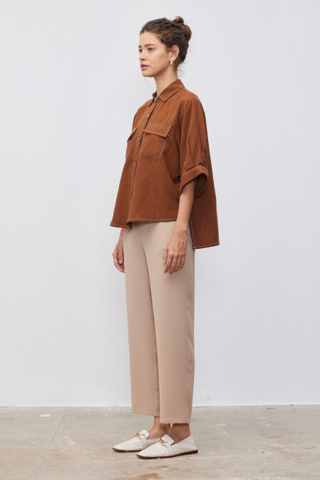 Olivia Chocolate Linen Shirt - 3