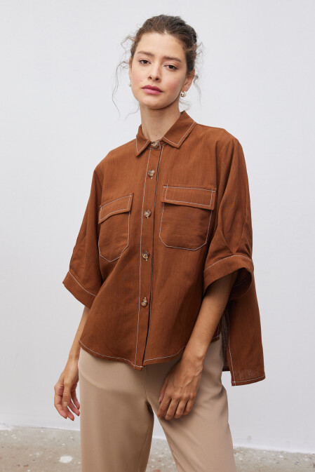 Olivia Chocolate Linen Shirt - 4