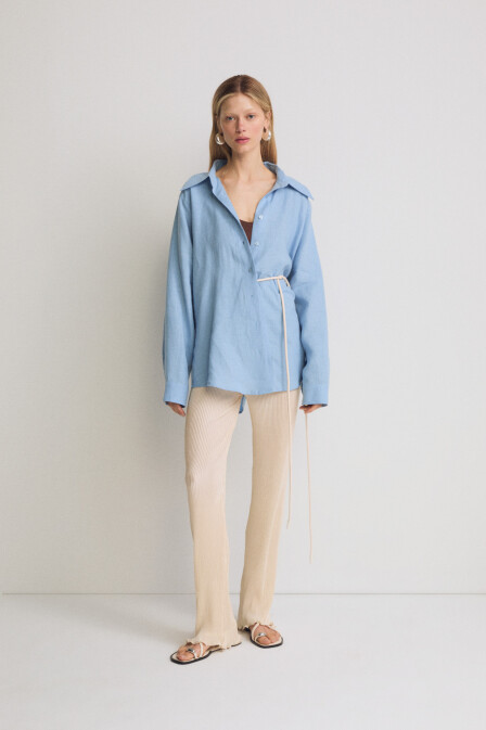 Oversize Blue Linen Shirt - 3