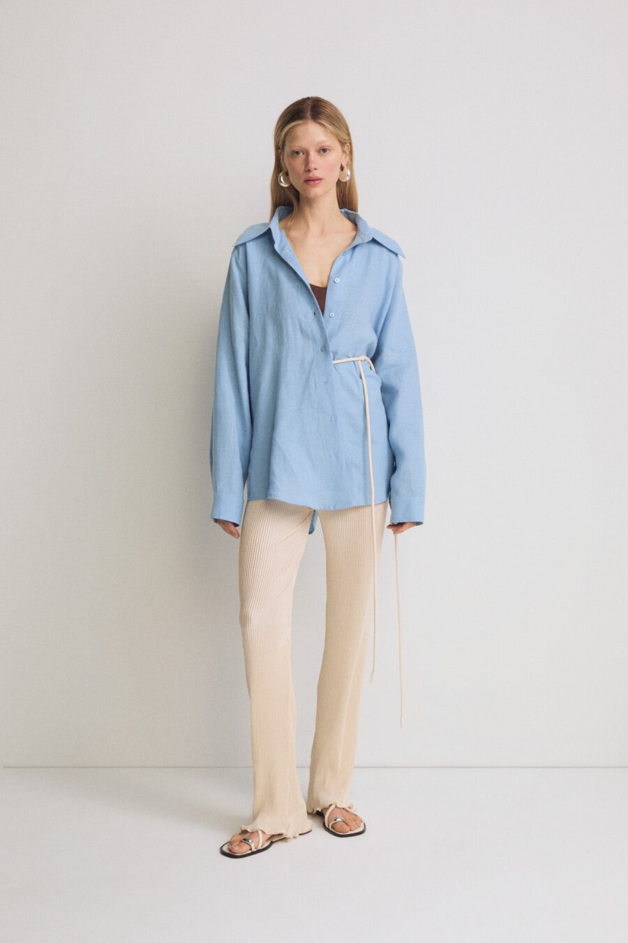 Oversize Blue Linen Shirt - 3