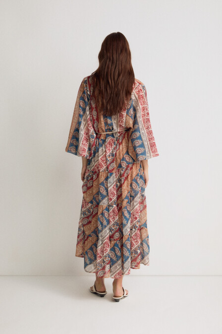 Paisley Patterned Chiffon Dress - 4