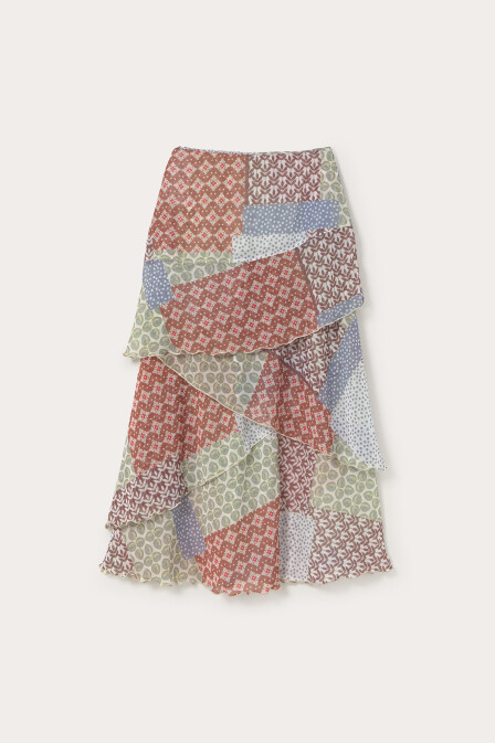 Patch Desenli Şifon Etek - 2