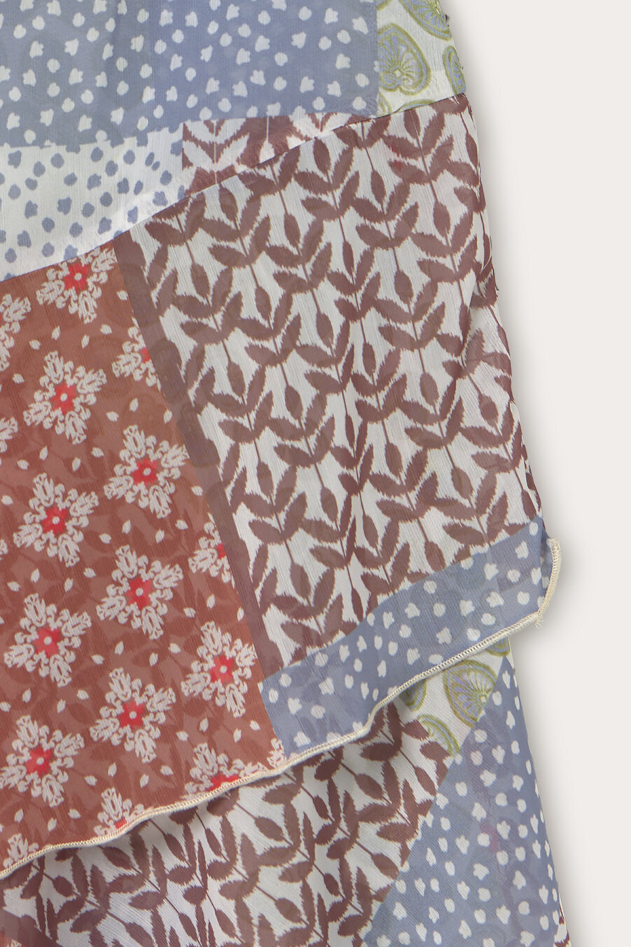 Patch Desenli Şifon Etek - 4