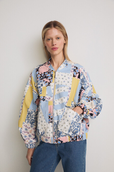 Patterned Cotton Bomber Jacket - 1