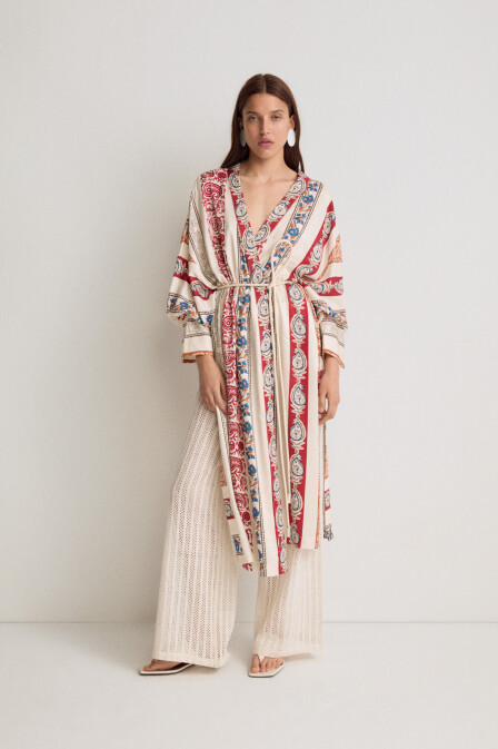 Patterned Slit Kimono - 2