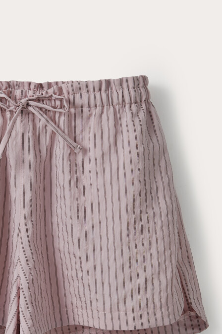 Pembe Çizgili Mini Şort - 5