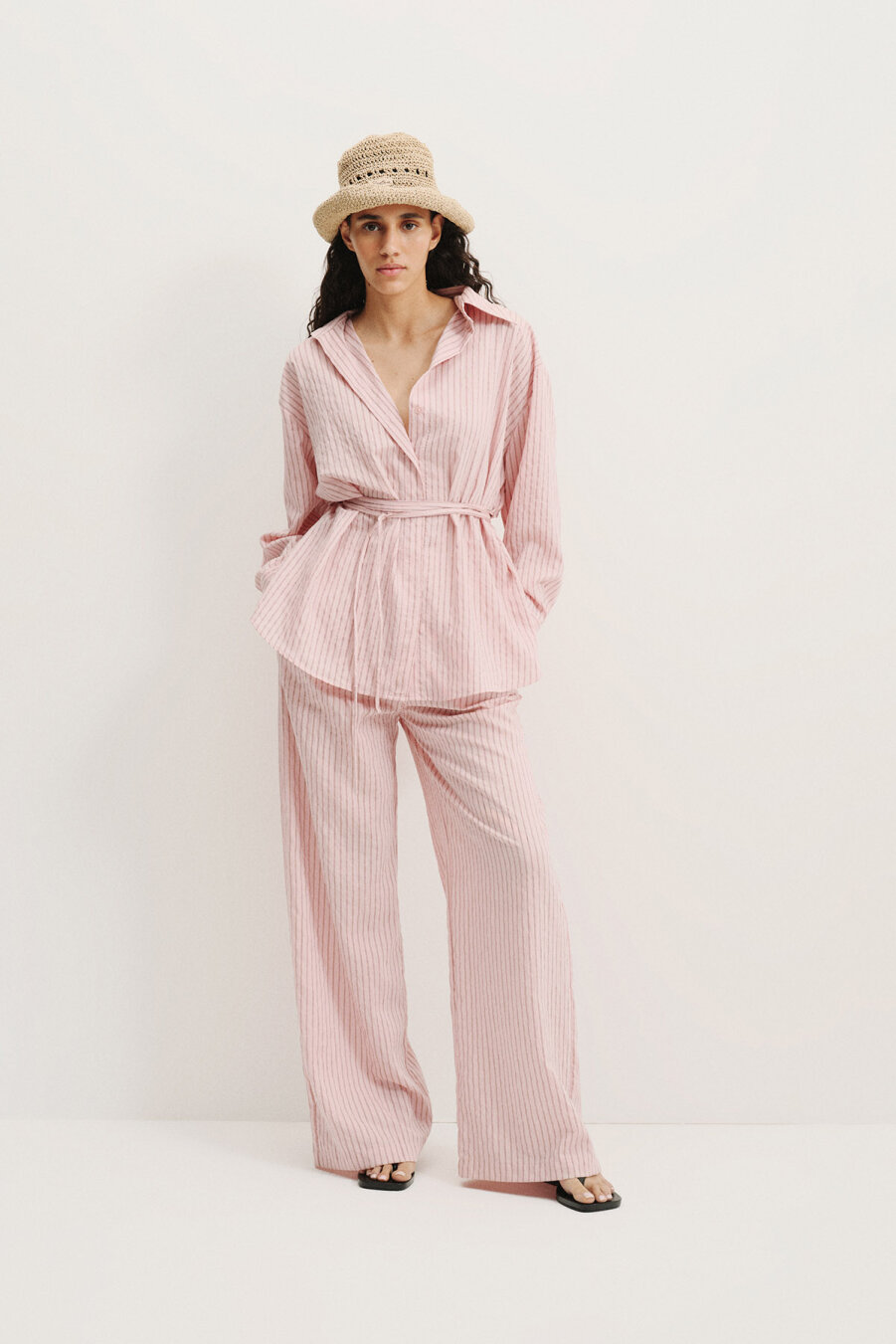 Pink Striped Loose Shirt - 2