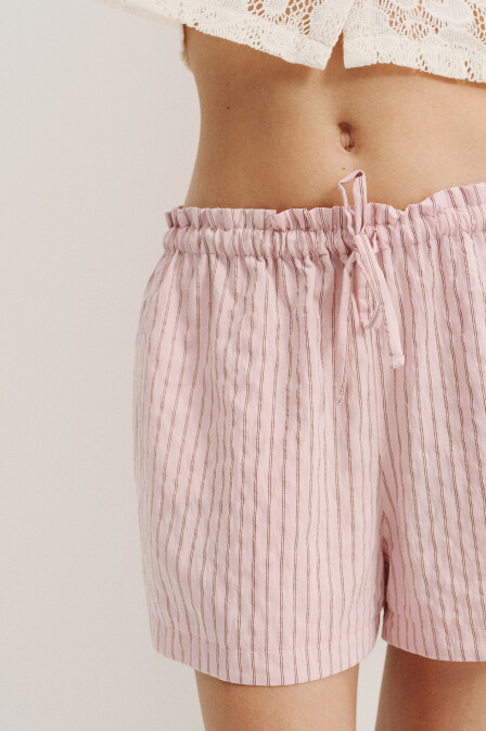 Pink Striped Mini Shorts - 2