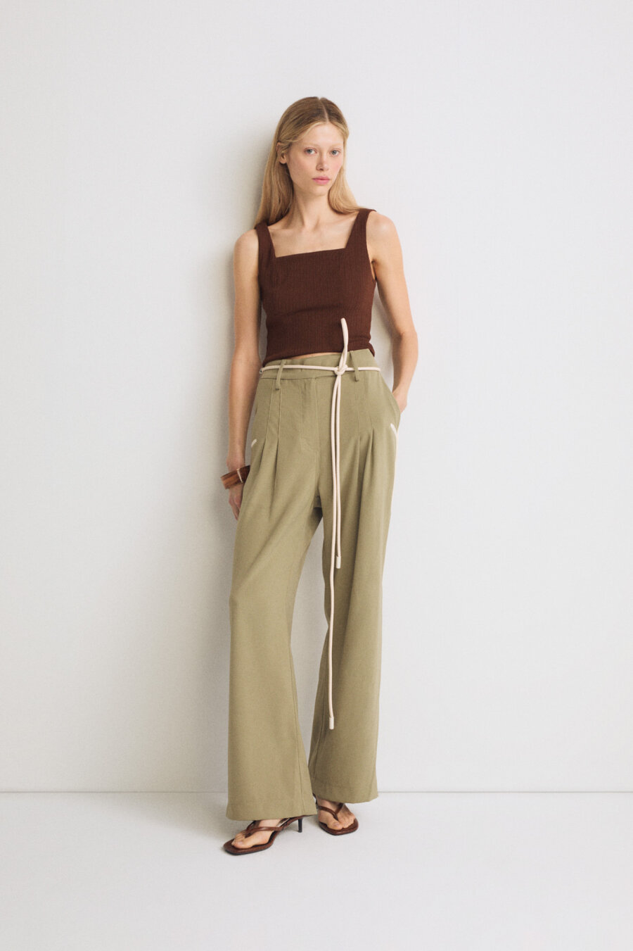 Piping Detailed Palazzo Trousers - 1