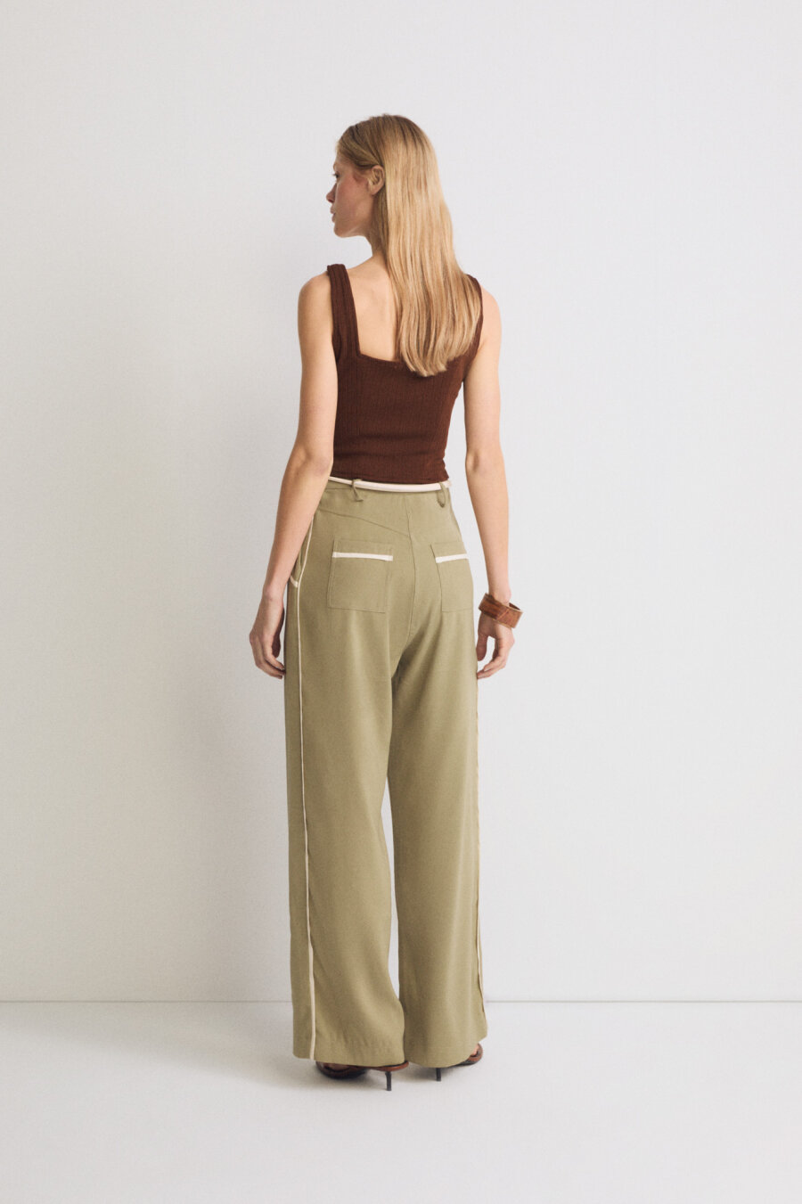 Piping Detailed Palazzo Trousers - 5