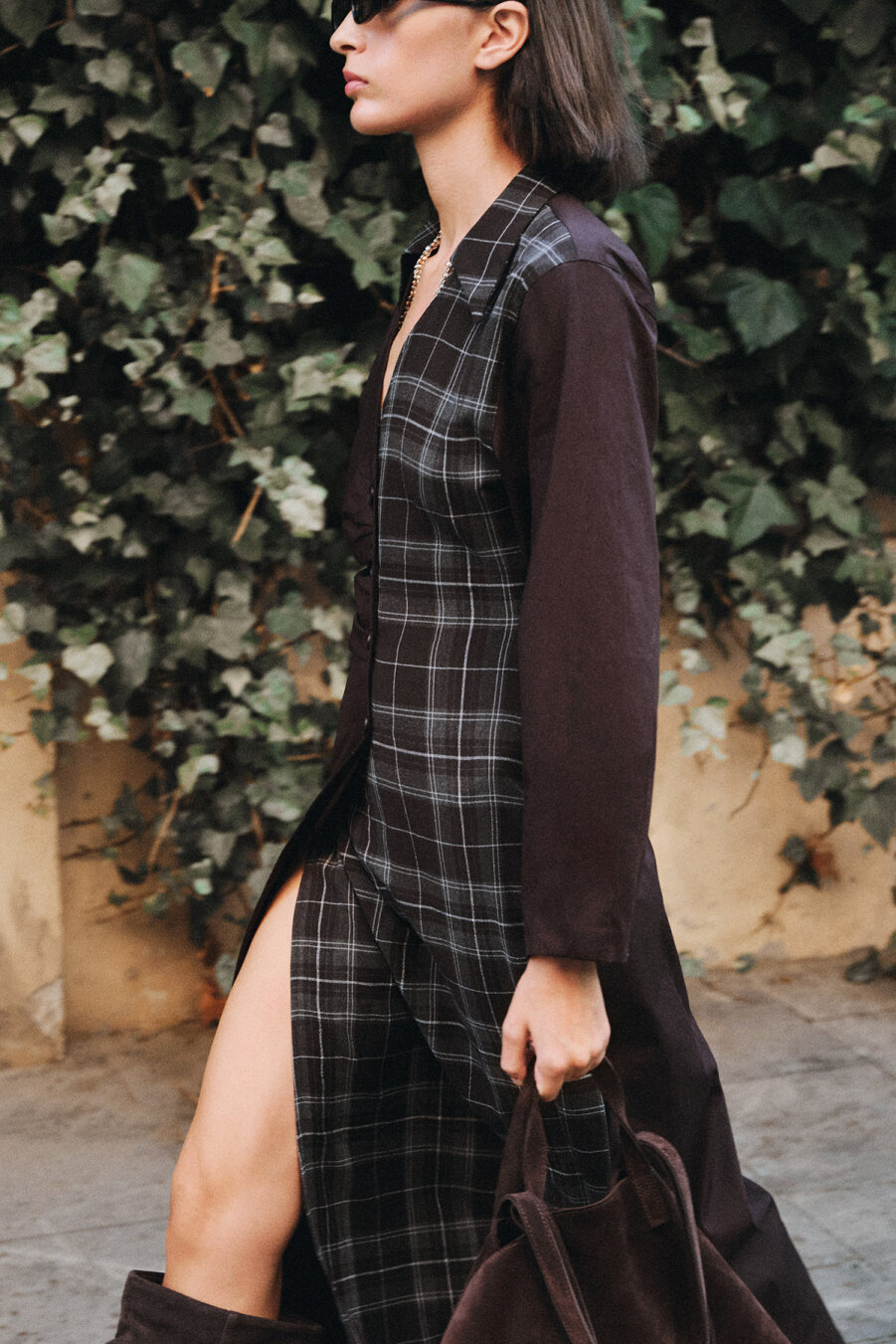 Plaid Detailed Wrap Dress - 1