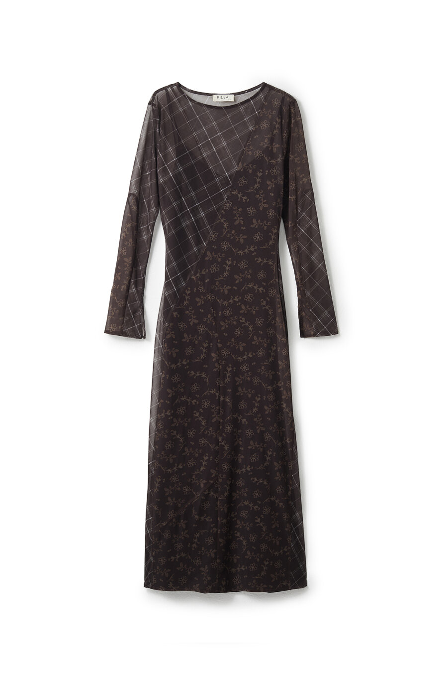 Plaid Floral Patterned Mesh Dress - 4