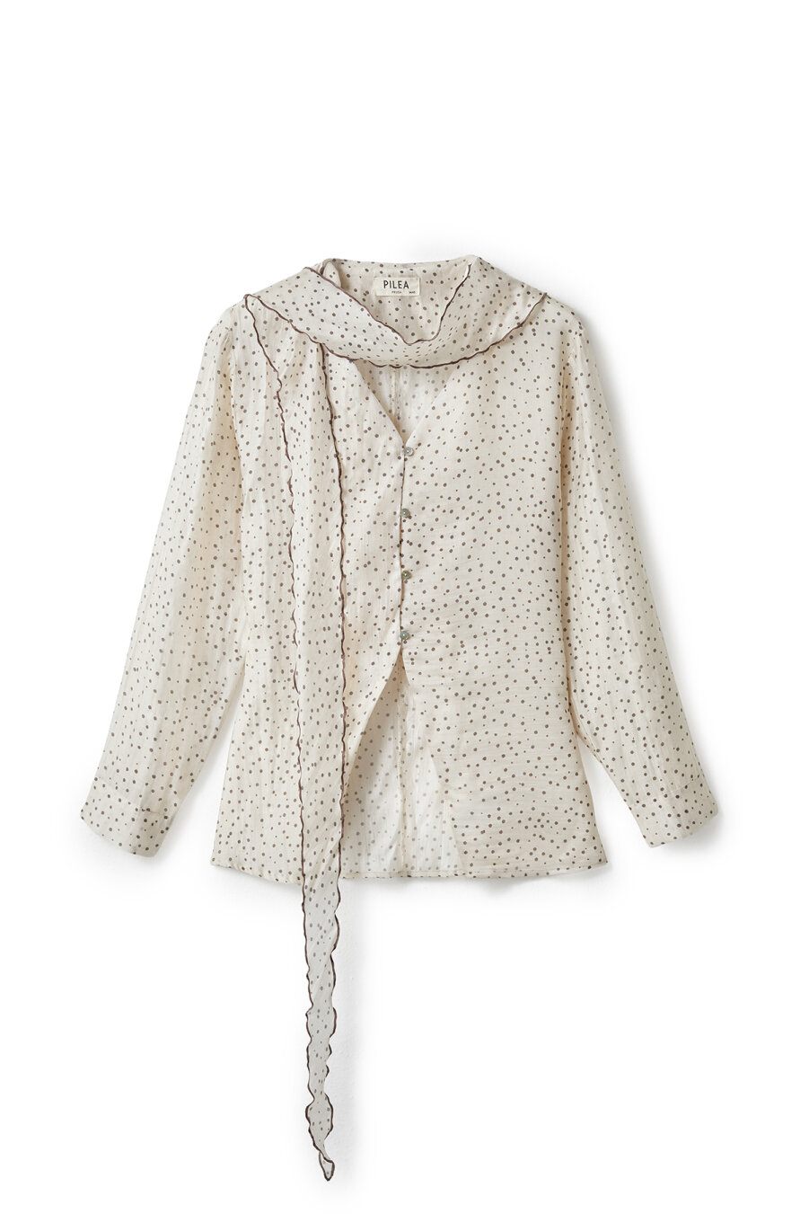 Polka Dot Shawl Collar Detailed Shirt - 5