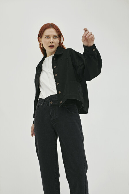 Polly Black Denim Jacket - 3