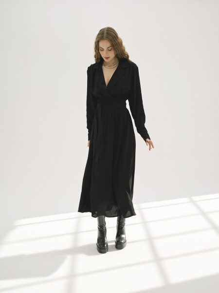 Queen Black Viscose Dress - 3