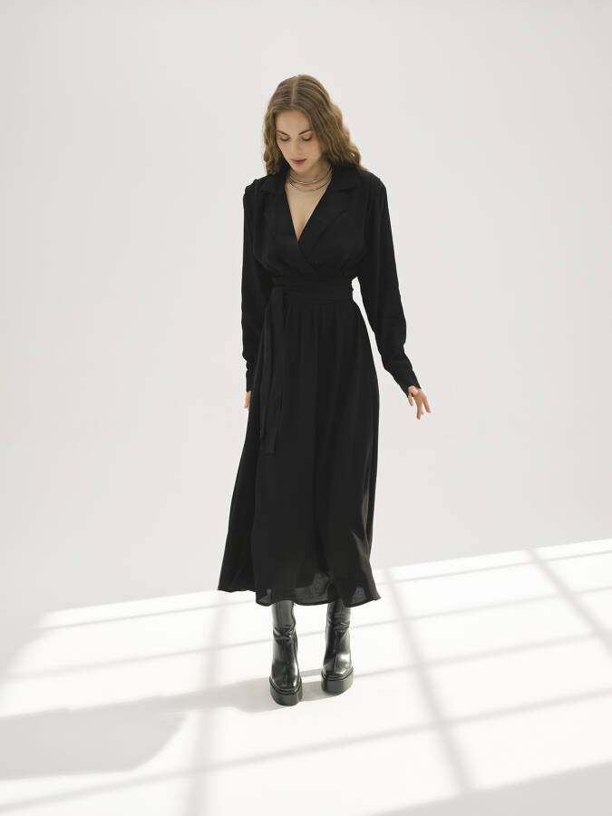 Queen Black Viscose Dress - 3