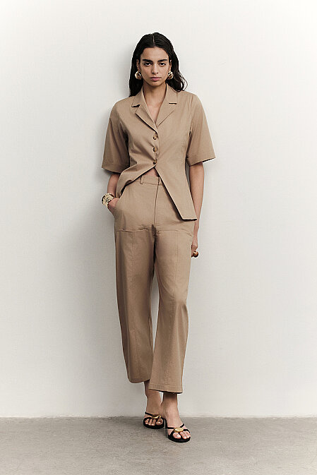 Relaxed Fit Poplin Pantolon - Pilea