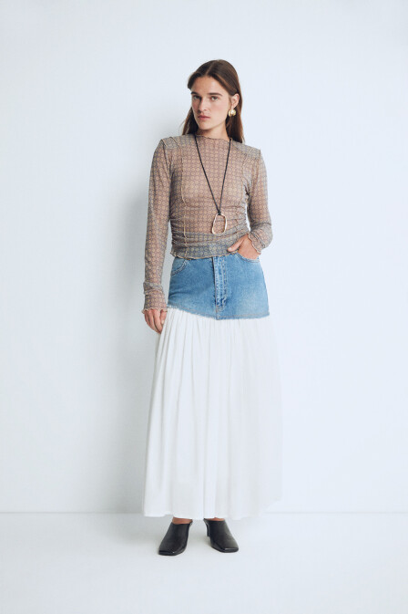 Sisley Blue Denim Detailed Skirt - 2