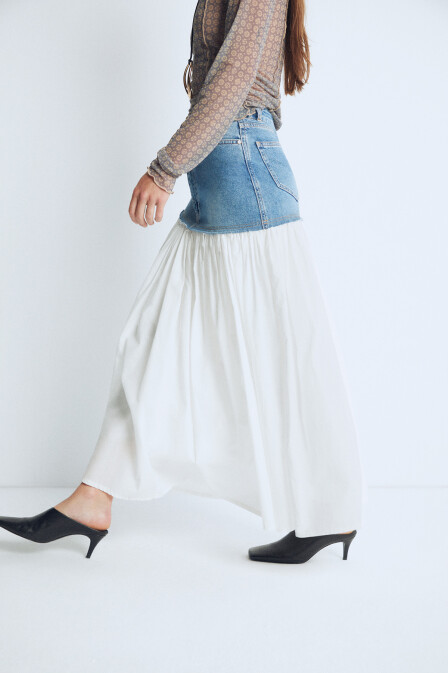 Sisley Blue Denim Detailed Skirt - 3