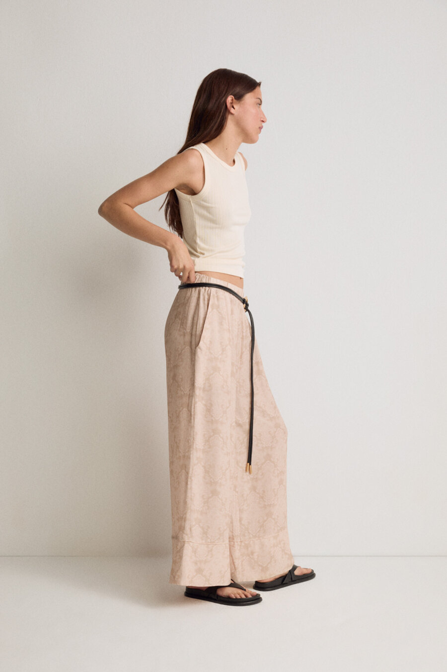 Soft Patterned Palazzo Trousers - 3