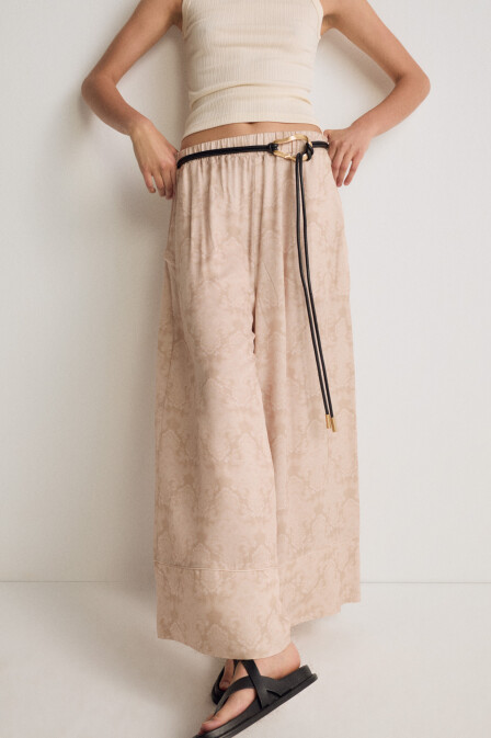 Soft Patterned Palazzo Trousers - 2