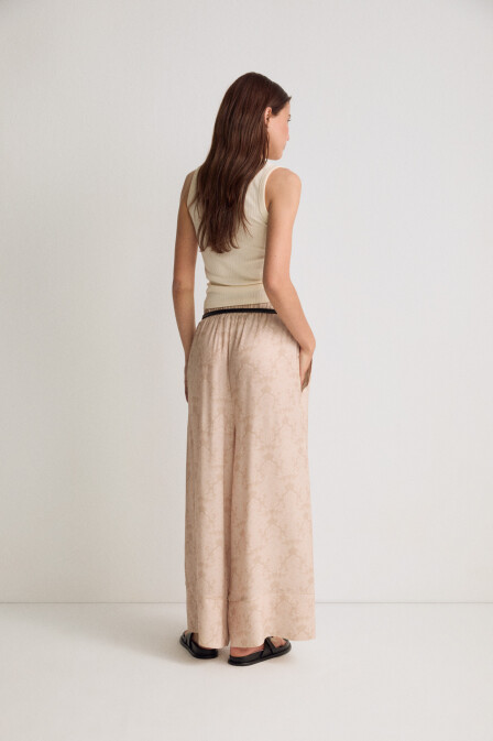 Soft Patterned Palazzo Trousers - 4