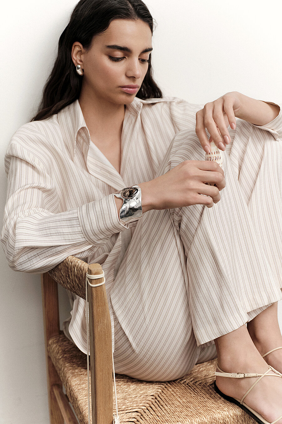 Solene Strıped Drape Pants - 3