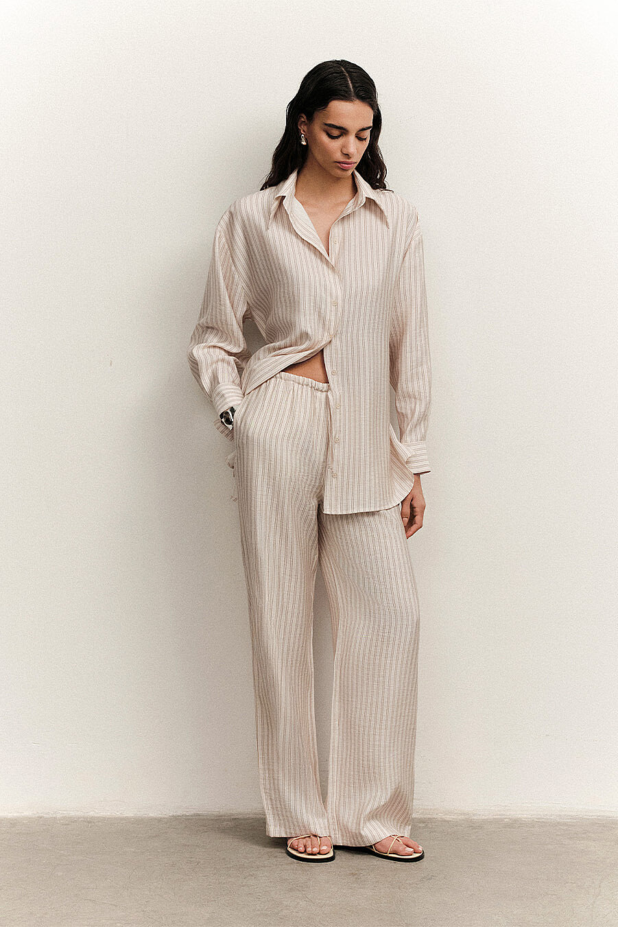 Solene Strıped Drape Pants - 1