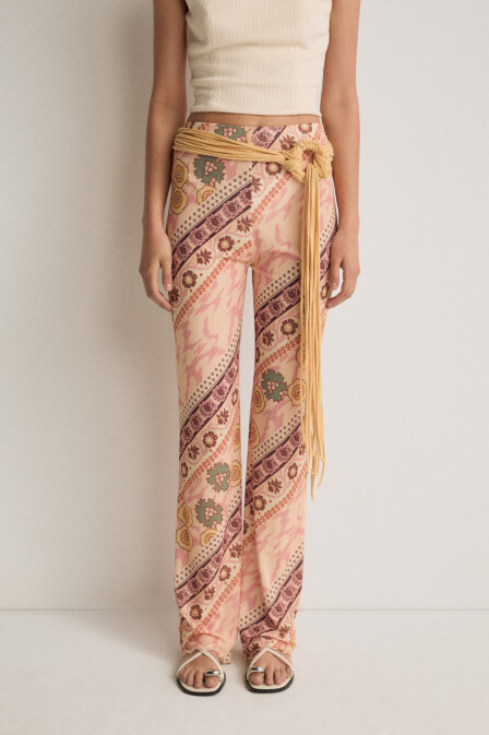 Sorbet Ethnic Patterned Knitted Trousers - 2