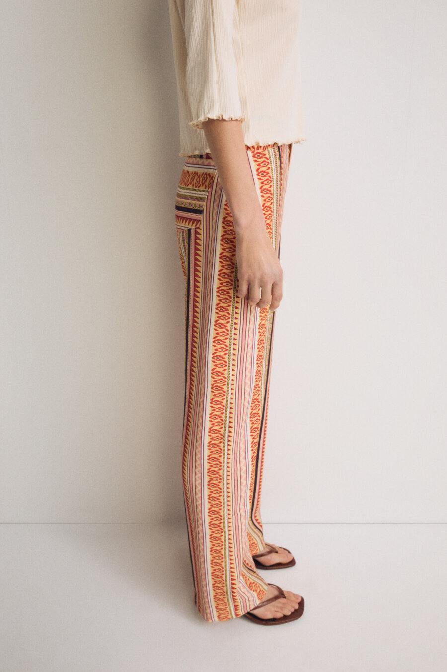 Sorbet Ethnic Patterned Palazzo Trousers - 2