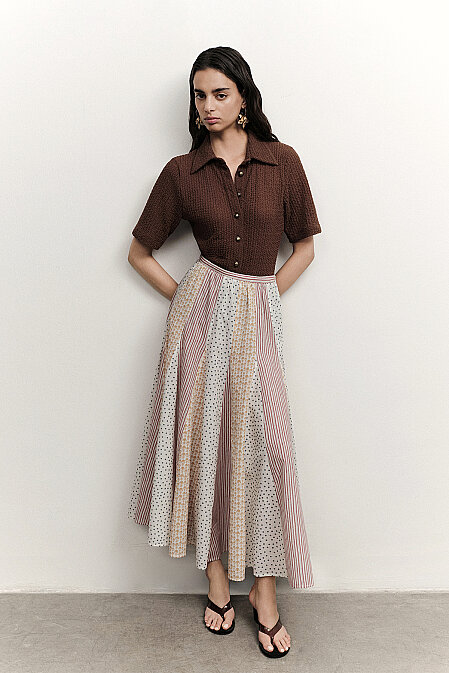 Sorelia Patterned Maxi Skirt with Gathers - Pilea