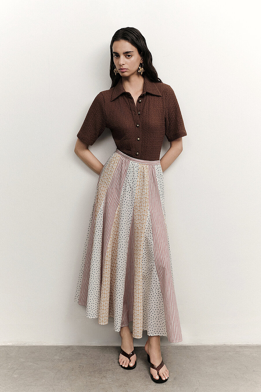 Sorelia Patterned Maxi Skirt with Gathers - 1