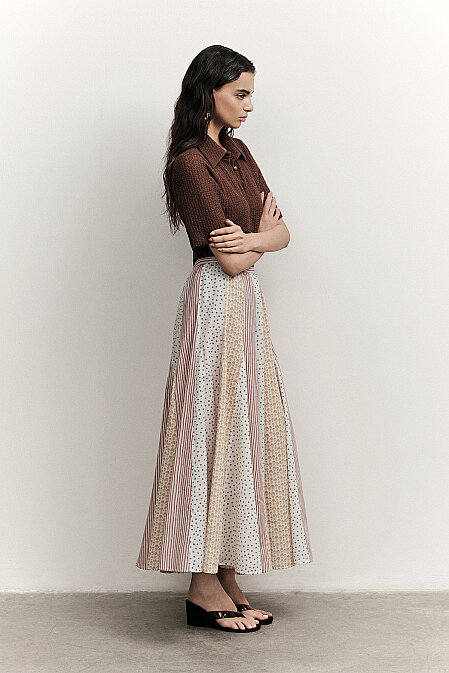 Sorelia Patterned Maxi Skirt with Gathers - 6