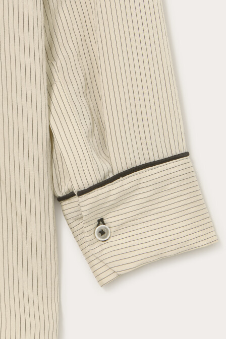 Striped Embroidered Flowy Shirt - 4