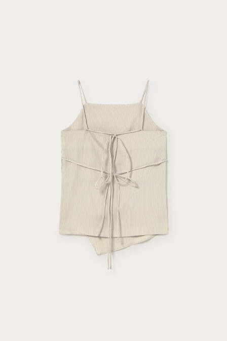Striped Strappy Asymmetric Blouse - 3