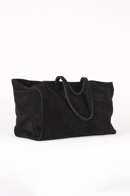 Suede Leather Boho Tote Bag Black - 3