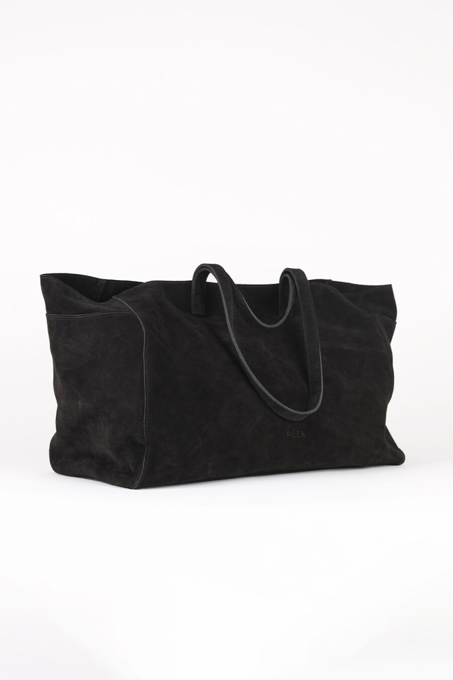 Suede Leather Boho Tote Bag Black - 3