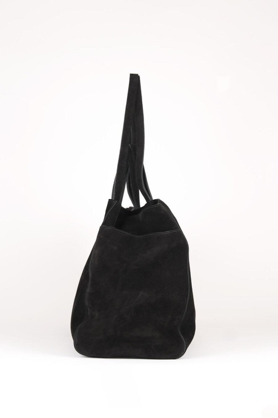 Suede Leather Boho Tote Bag Black - 4