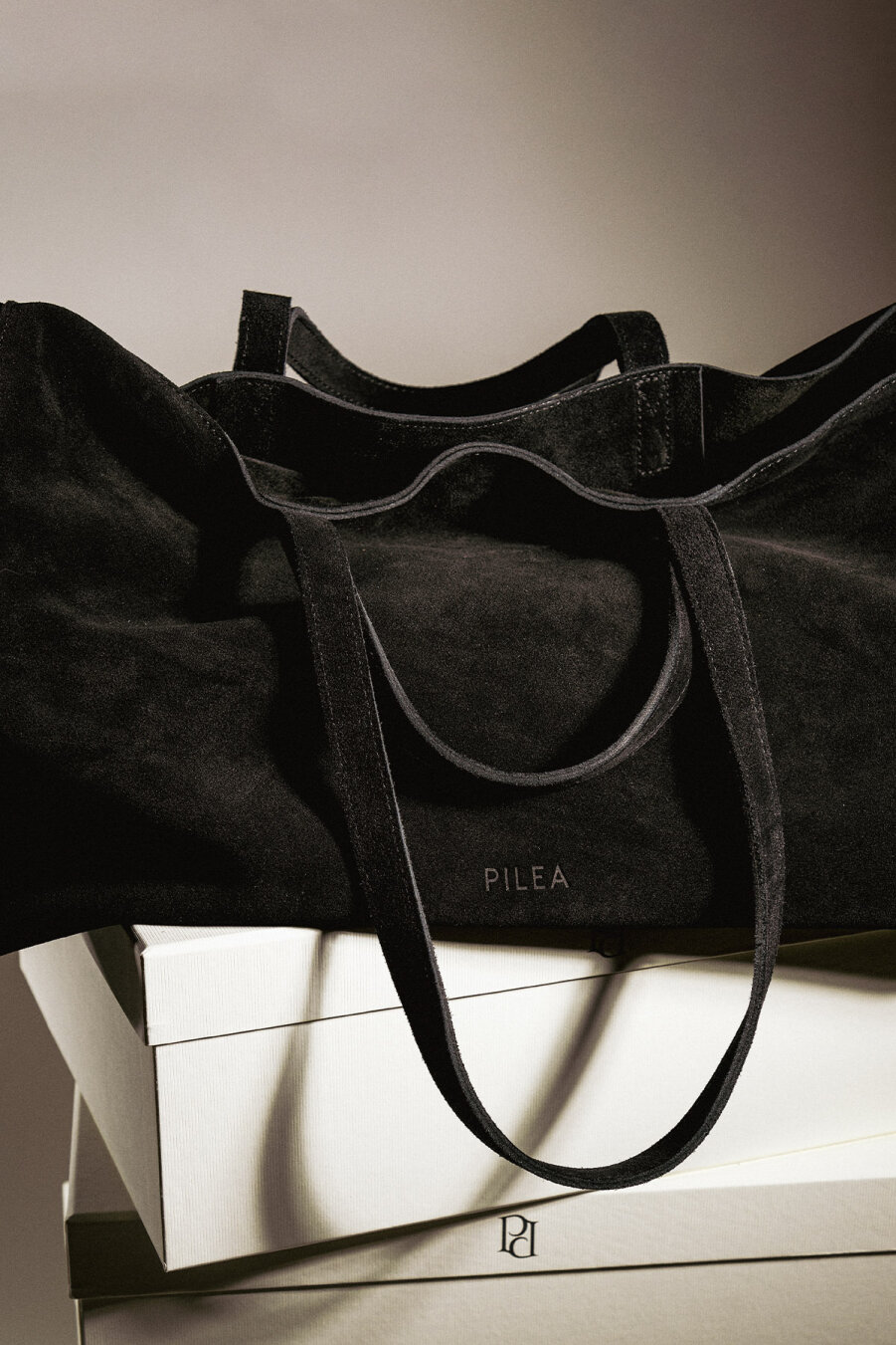 Suede Leather Boho Tote Bag Black - 1