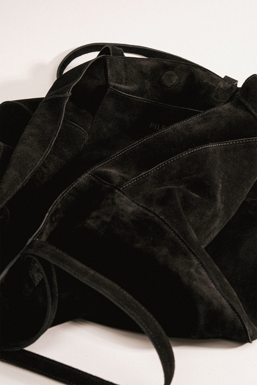 Suede Leather Boho Tote Bag Black - 5
