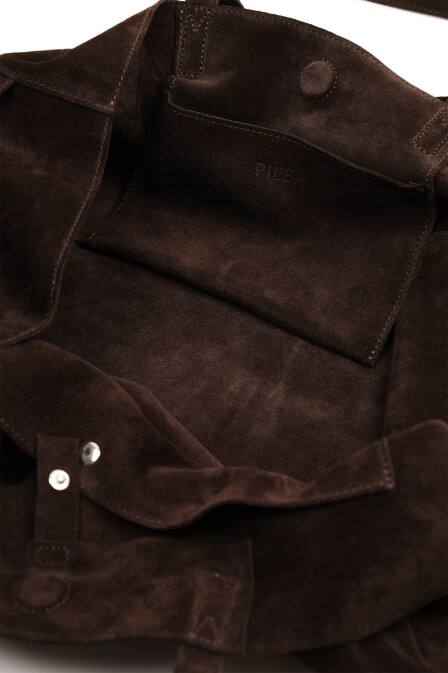 Suede Leather Boho Tote Bag Brown - 5