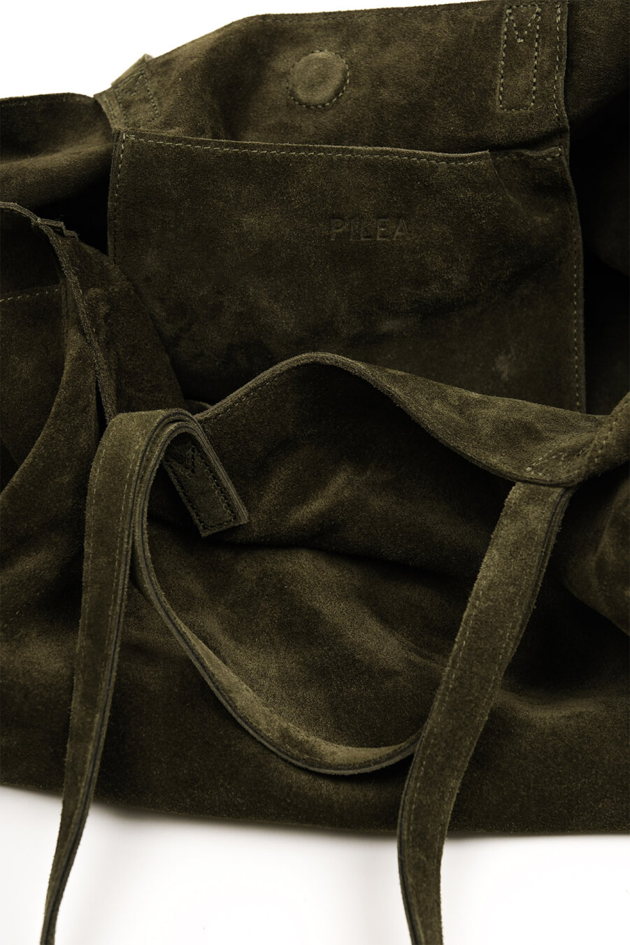 Suede Leather Boho Tote Bag Khaki - 5