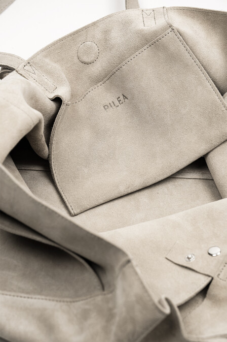 Suede Leather Boho Tote Bag Stone - 7