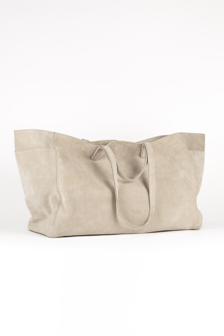 Suede Leather Boho Tote Bag Stone - 5